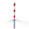 Barrier posts | Steel tube 70 x 70 mm | foldable, with triangular locking mechanism | with lifting and tilting mechanism | hot-dip galvanized and white coatedwith three red reflecting stripes | without eyelet